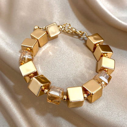 Parure de bijoux pour femmes nouveau design CCB couleur or géométrie cube carré chaîne épaisse collier bracelet bijoux de mode cadeau