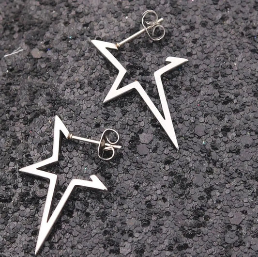 Harajuku Punk Grande Stella Orecchino Irregolare Scava Fuori Alien Metallo Pentagramma Ear Stud per Le Donne Cool Girl Trend Y2K Gioielli NUOVO Har