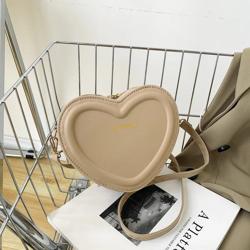 Borse a tracolla a forma di cuore di vendita calda per le borse a tracolla in pelle PU solida da donna