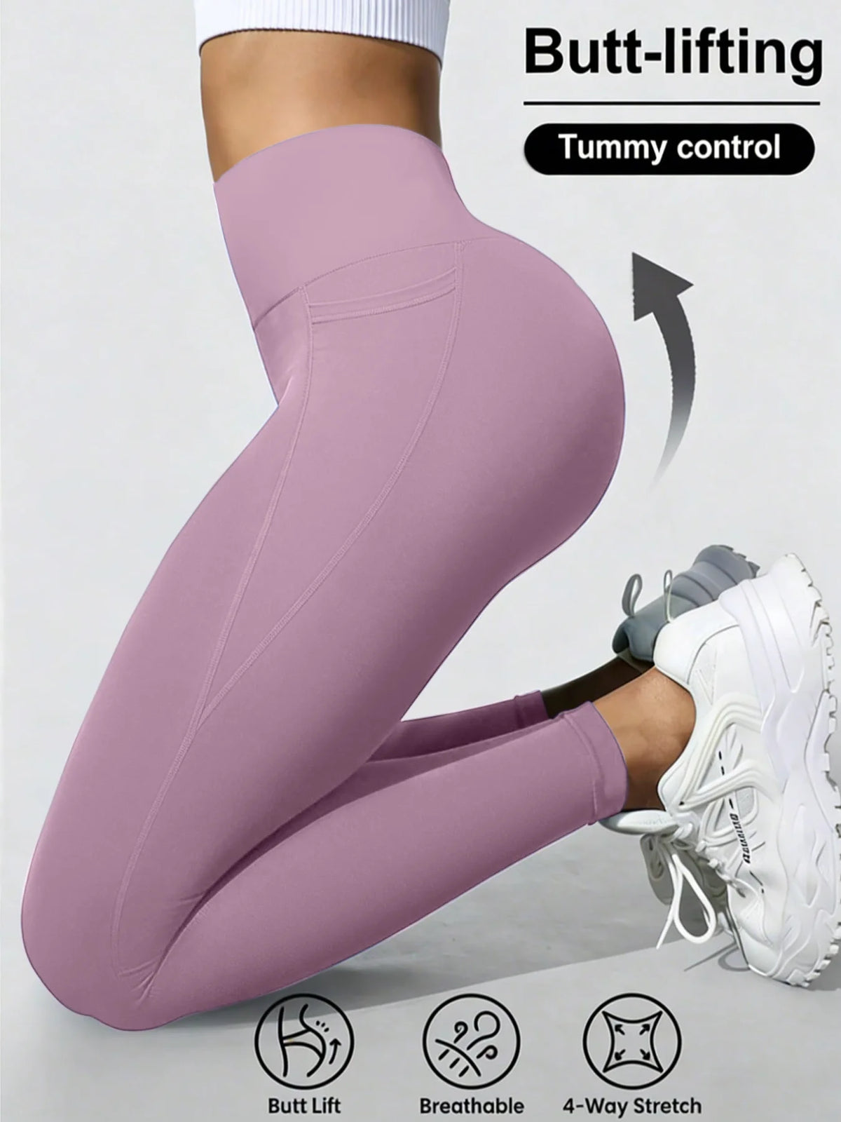 Leggings Sportivi da Donna con Tasche, Effetto Push-Up, Controllo Pancia, Vita Alta, Abbigliamento da Palestra