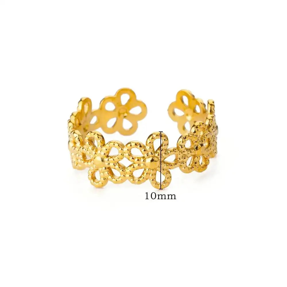 Anelli con fiori grandi esagerati in acciaio inossidabile per le donne Anello da dito con girasole color oro Regalo di gioielli estetici di moda femminile
