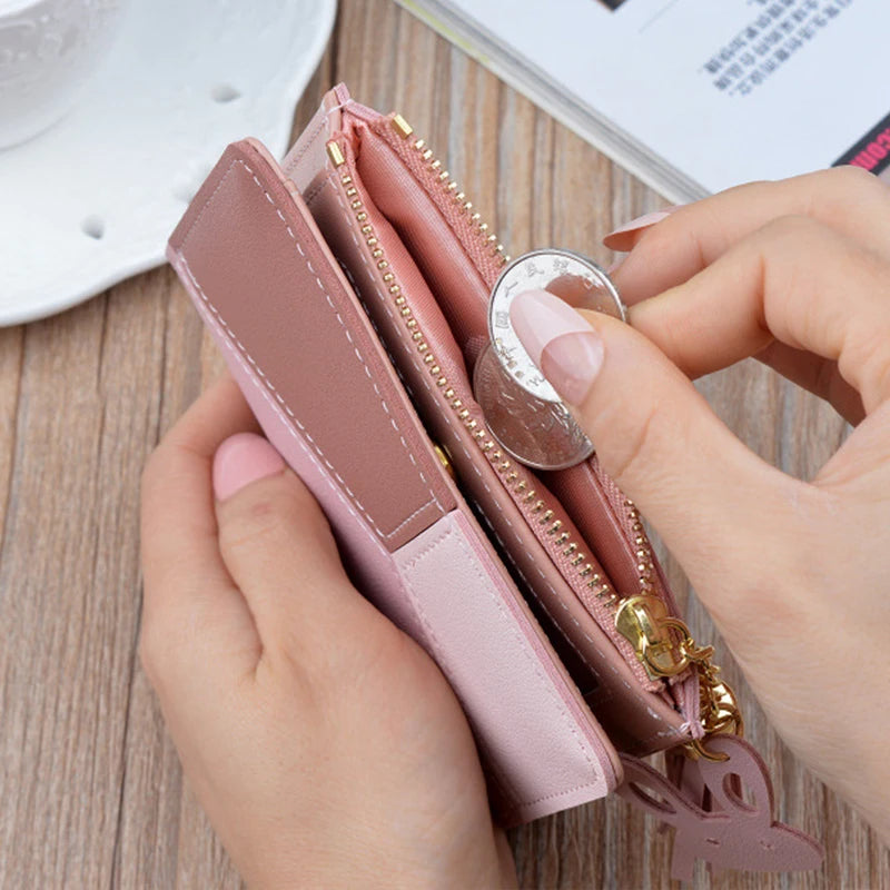 Portafogli alla moda Portamonete Portamonete da donna Pochette portatile Borse piccole Porta carte da donna Borse per soldi pieghevoli in pelle PU