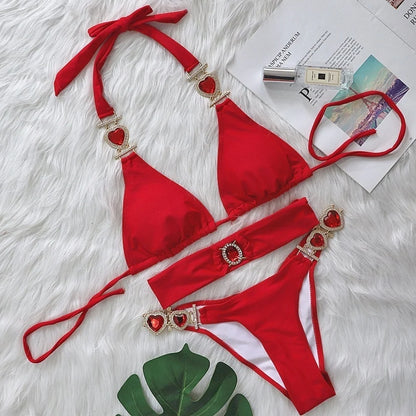 nuovo costume da bagno in due pezzi con strass 2026 cristallo di lusso perizoma Sexy perizoma Bikini Set costumi da bagno da donna costume da bagno Sexy da spiaggia