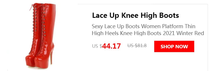 Sexy Lace Up Platform Long Boots Women Thick Gothic Heels High Knee Boot Winter Red Black Green Fetish Party Shoes Large Size 48