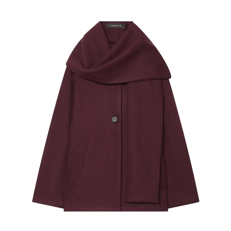 Cappotto da Donna 2026 Nuova Giacca Corta Invernale Autunnale alla Moda con Sciarpa Decorativa, Capispalla Elegante e Chic per Signora