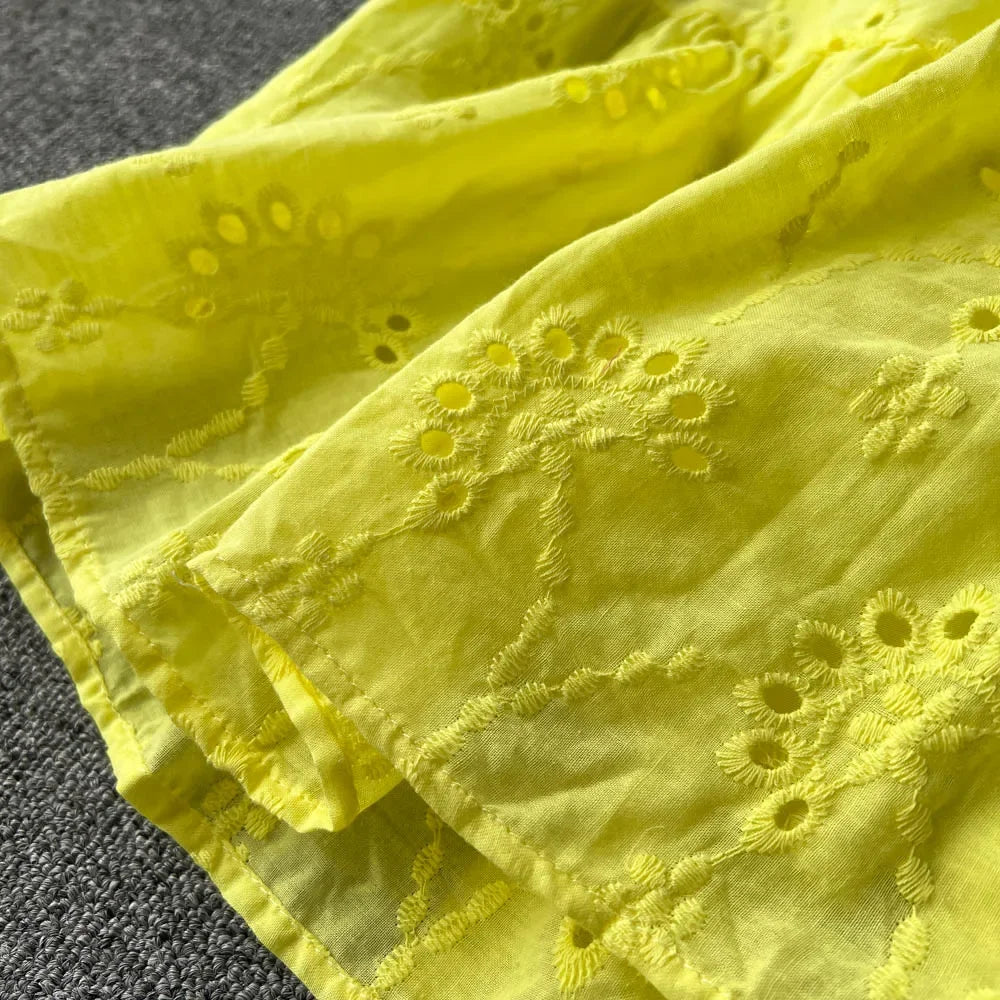 Bianco/Viola/Blu Scollo a V Estate Nuovo Abito ricamato in pizzo Donna Abiti a maniche corte Abiti longuette da spiaggia per feste vintage femminili