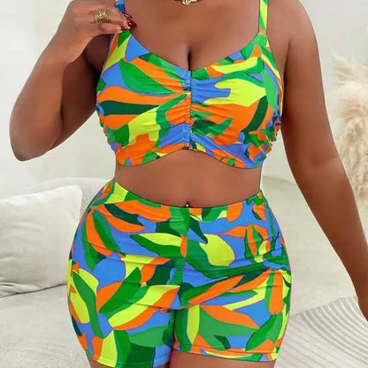 L-4XL Plus Size Set da 3 pezzi Bikini Cover Up Costume da bagno push up da donna Estate Mujer Costumi da bagno con controllo della pancia Set bikini oversize