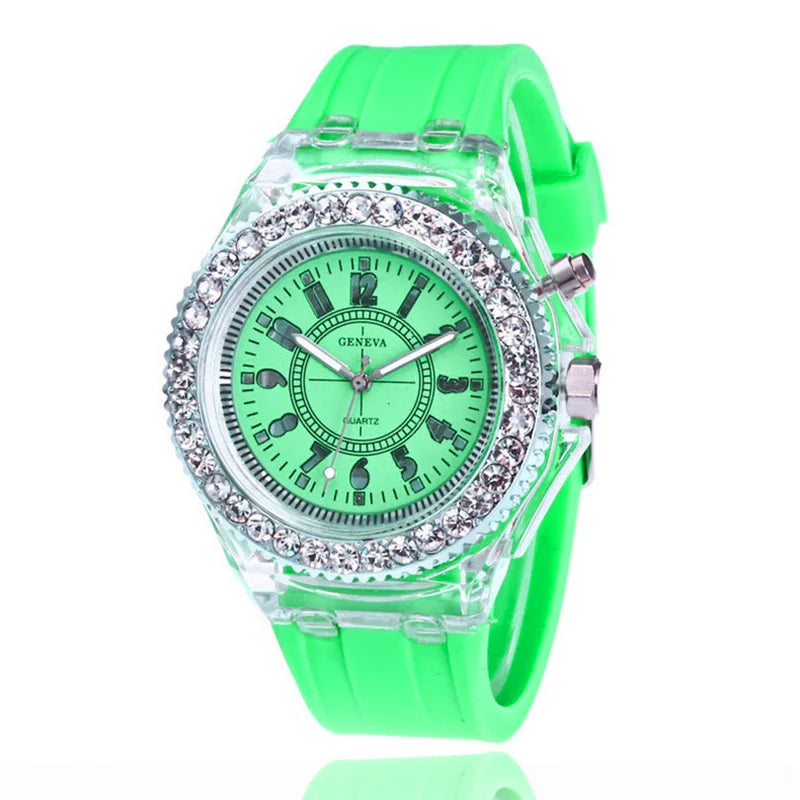 led Flash Orologio luminoso Tendenze della personalità studenti amanti gelatine donna orologi da uomo 7 colori luce Orologio da polso bayan kol saati