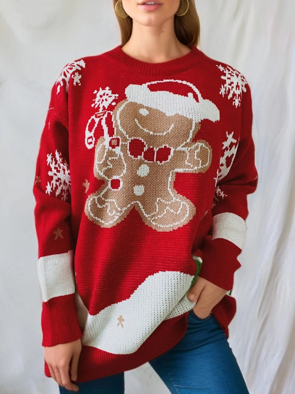 Maglione da donna pupazzo di neve di Natale lavorato a maglia manica lunga girocollo maglione da donna moda casual inverno autunno pullover vestiti 2025
