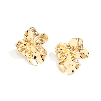 Orecchini a bottone con fiore di petalo di metallo irregolare geometrico gotico per le donne Ragazze Tendenza orecchino penetrante unico Gioielli Grunge Steampunk