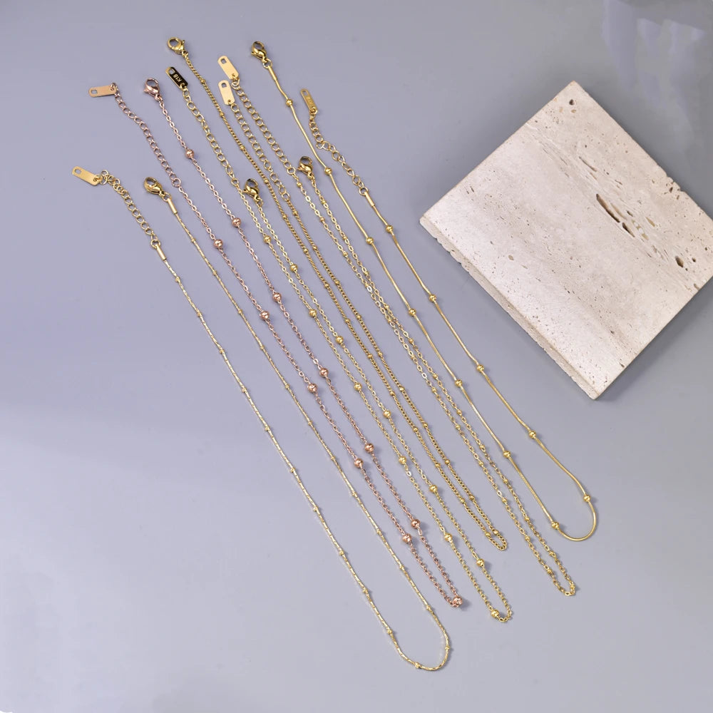 Collana fai da te in oro transfrontaliero, catena in osso di serpente in acciaio inossidabile, catena di serpente rotonda, accessori di gioielli
