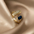 Anelli aperti a doppio gocciolamento di olio color oro retrò per le donne Anello da dito regolabile irregolare di lusso 2023 Nuovi gioielli da sposa alla moda