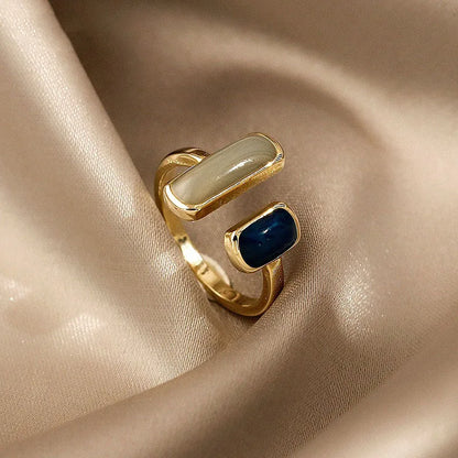 Anelli aperti a doppio gocciolamento di olio color oro retrò per le donne Anello da dito regolabile irregolare di lusso 2023 Nuovi gioielli da sposa alla moda