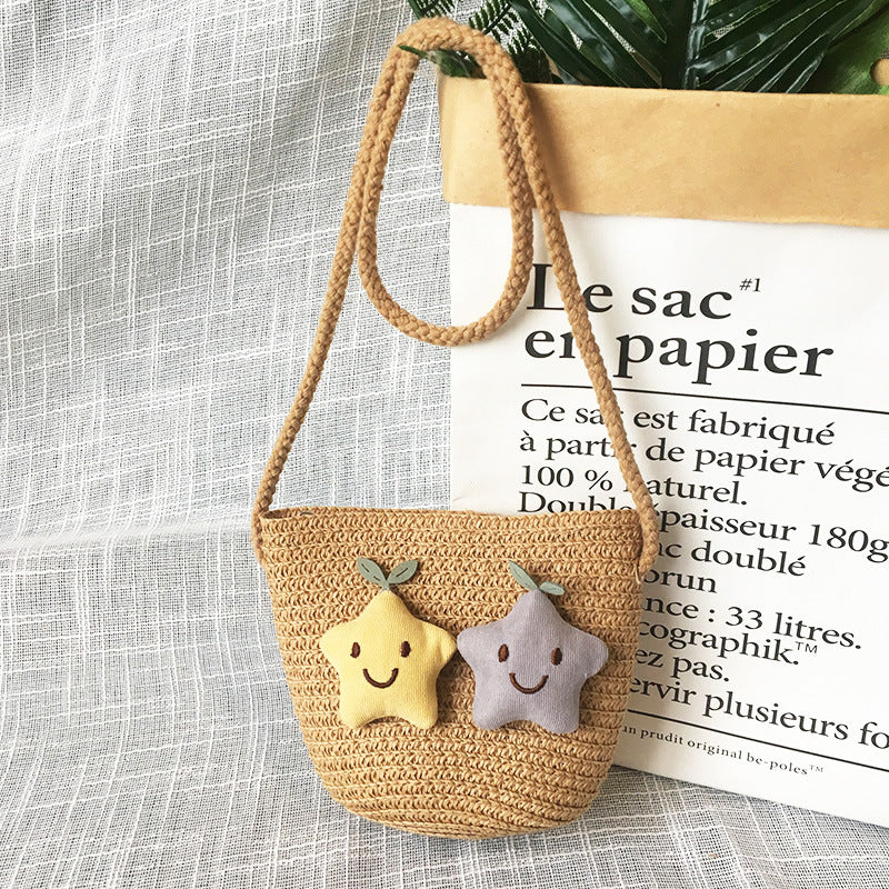 Borsa a tracolla in tessuto di paglia per bambini estivi belle ragazze borse portamonete piccole borse a tracolla per bambini Mini portafoglio principessa