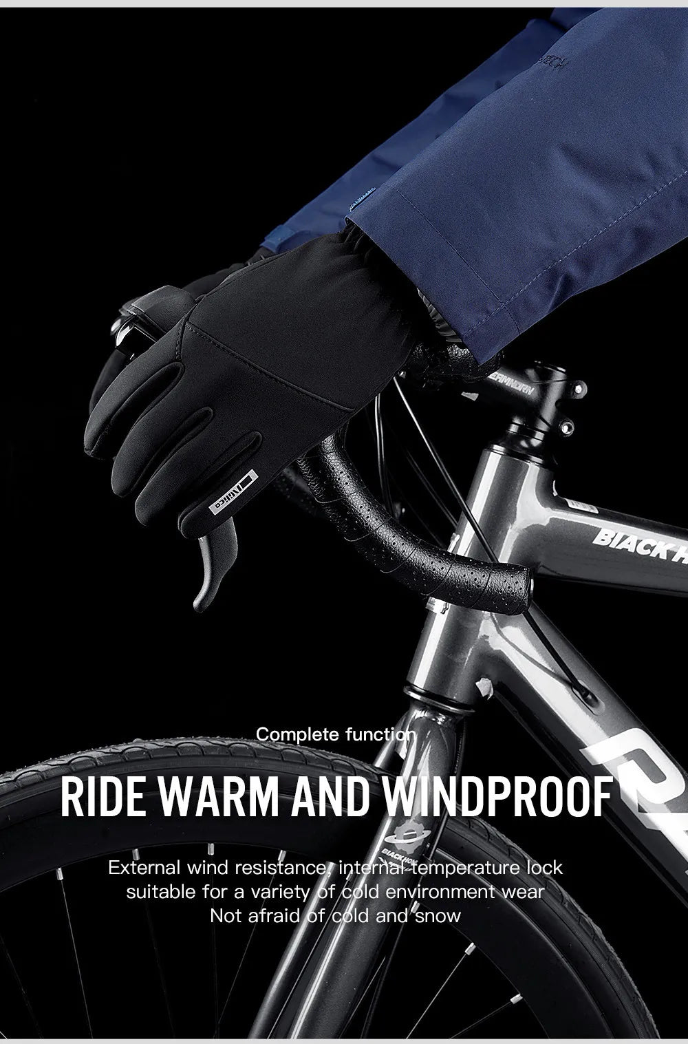 Guanti da ciclismo impermeabili invernali da uomo Sport all'aria aperta Corsa da moto Sci Touch Screen Guanti in pile antiscivolo Caldi dita intere