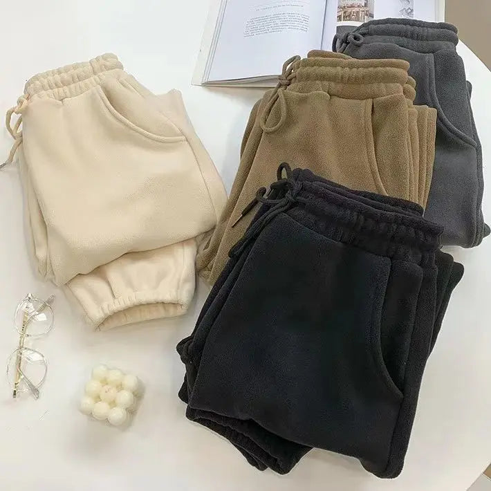 Pantaloni invernali spessi e caldi da donna Pantaloni Harem in pile polare a doppia faccia caldi Pantaloni lunghi larghi comodi a vita alta sportivi casual