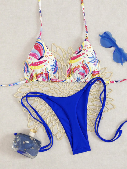 2025 New Sexy Women's Bikini Set - Tropical Fruit Print Beach Swimsuit High Waisted Bathing Suit Two Piece Swimwear for Vacation