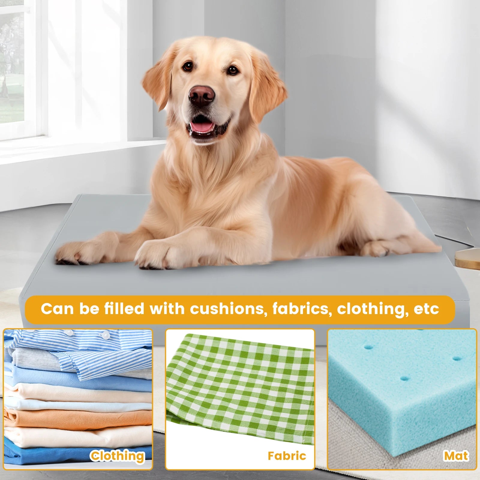 Copriletto per cani Copriletto per cani impermeabile in tessuto Oxford con cerniera Fodera per letto per cani rimovibile Facile da lavare Forniture per animali domestici S/M