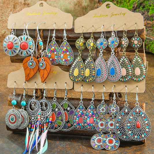 Orecchini da donna multi-stile stile Boho Forma geometrica Ciondola i gioielli dell'orecchio abbinano vari regali per decorazioni per feste