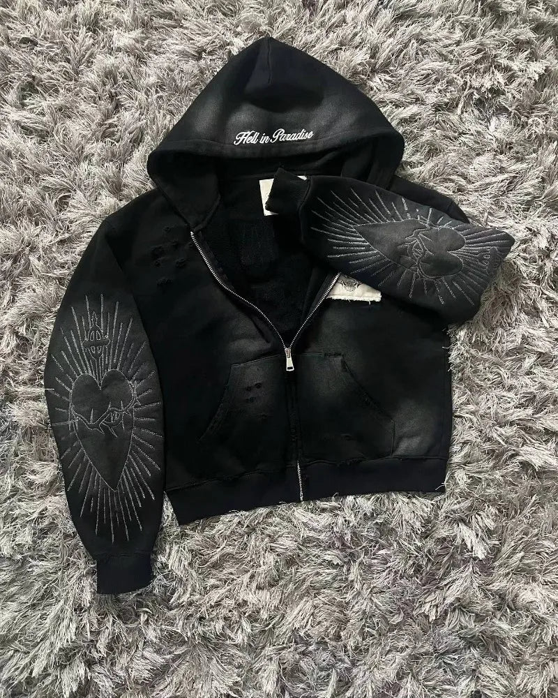 Autunno e inverno nuova moda lettera ricamo patch maglione con cerniera donna Y2K Harajuku maglione sportivo Joker casual gotico retrò