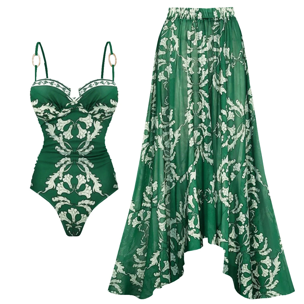 Push Up One Piece Swimsuit With Cover Up Sexy Swimwear Women 2025 Printed Swim Suits Female Bikinis Sliming Bodysuit Beachwear