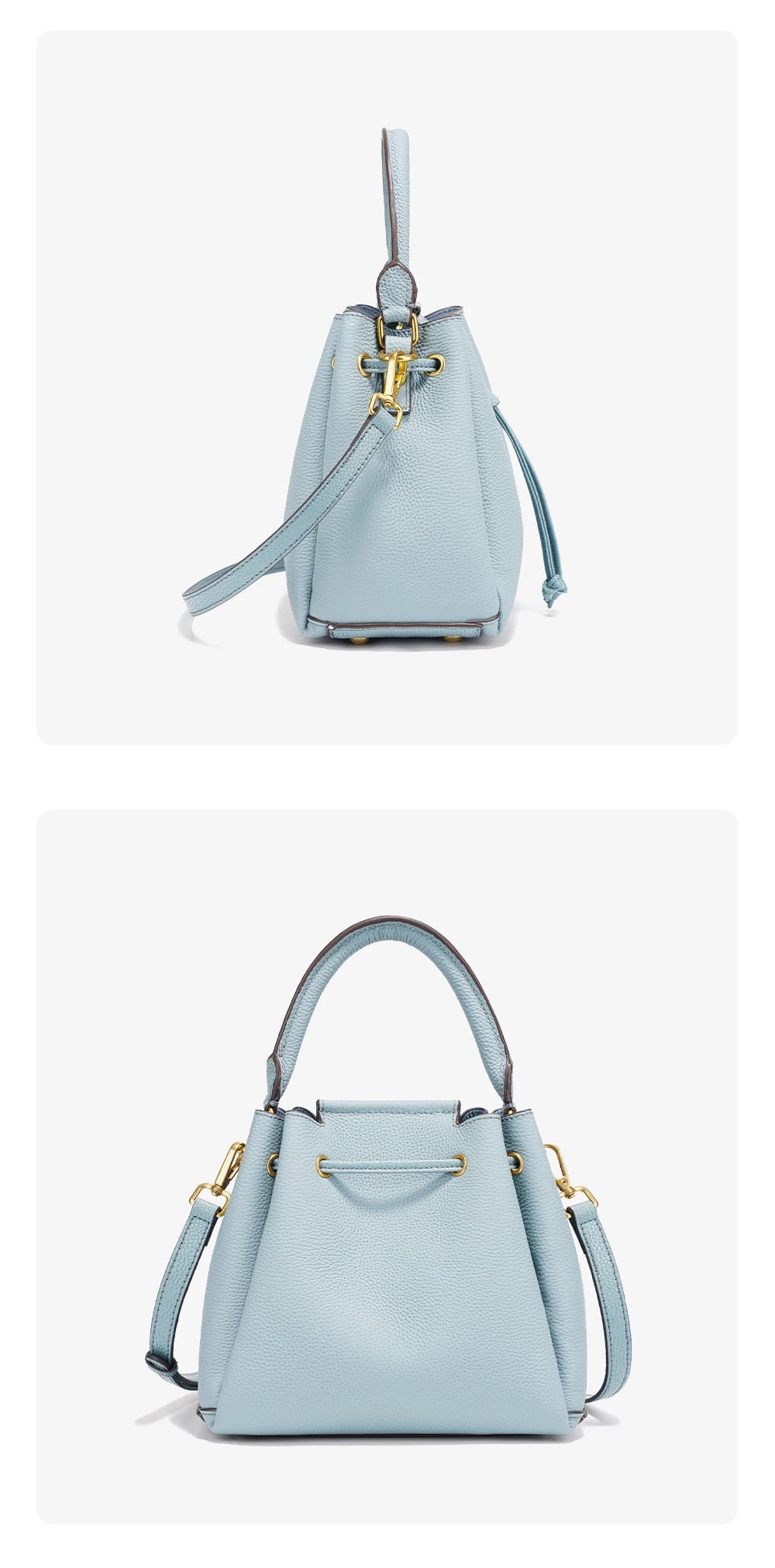 Borsa a Mano in Vera Pelle Zency per Donna, Borsa a Secchiello Semplice e Alla Moda, Borsa a Tracolla di Lusso, Piccola Borsa a Tracolla Femminile
