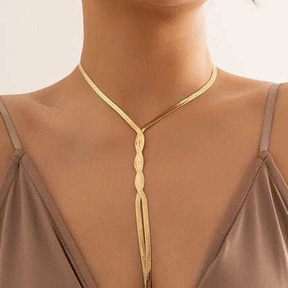 Sexy Goth regolabile piatto serpente collana a catena lunga per le donne Vintage Weave Twisted Link Choker petto gioielli collo estetico nuovo