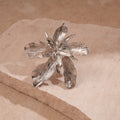 Anello a fiore grande a doppio strato esagerato per donna, classico e alla moda, in metallo, apribile, per indice, gioielli per compleanno e matrimonio M