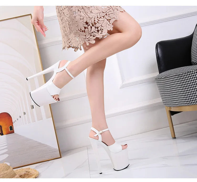 Women Sexy Show Sandals 20 CM High Heels Sexy Platform Color Sandals Girls 8Inch Super High Heels Shoe for Party Club Stripper
