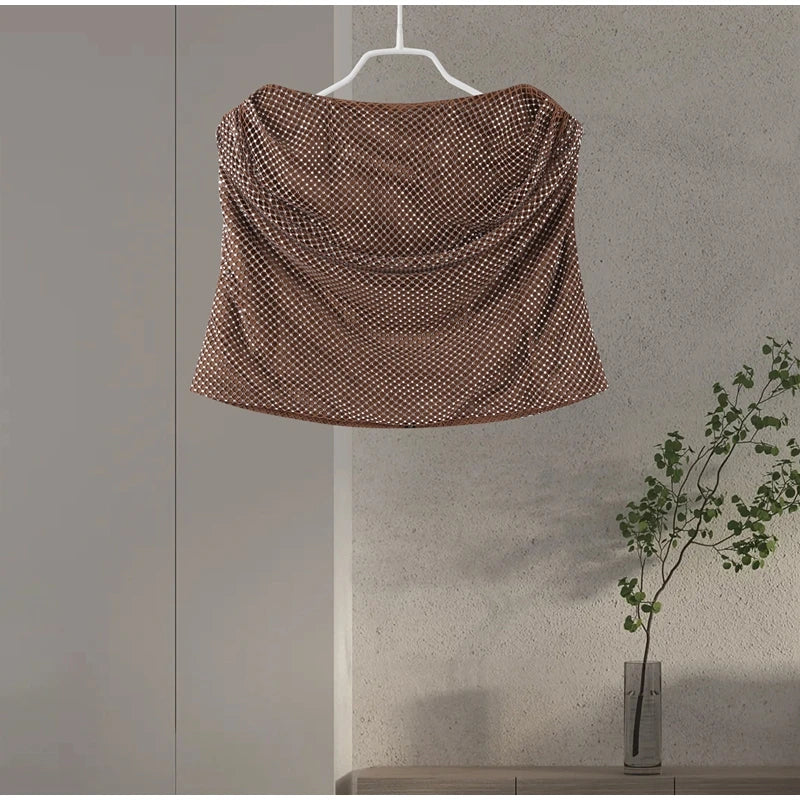 Abito corto senza maniche scintillante da donna con tutti i strass Abiti sexy senza spalline alla moda per donna Estate Nuovo outfit streetwear