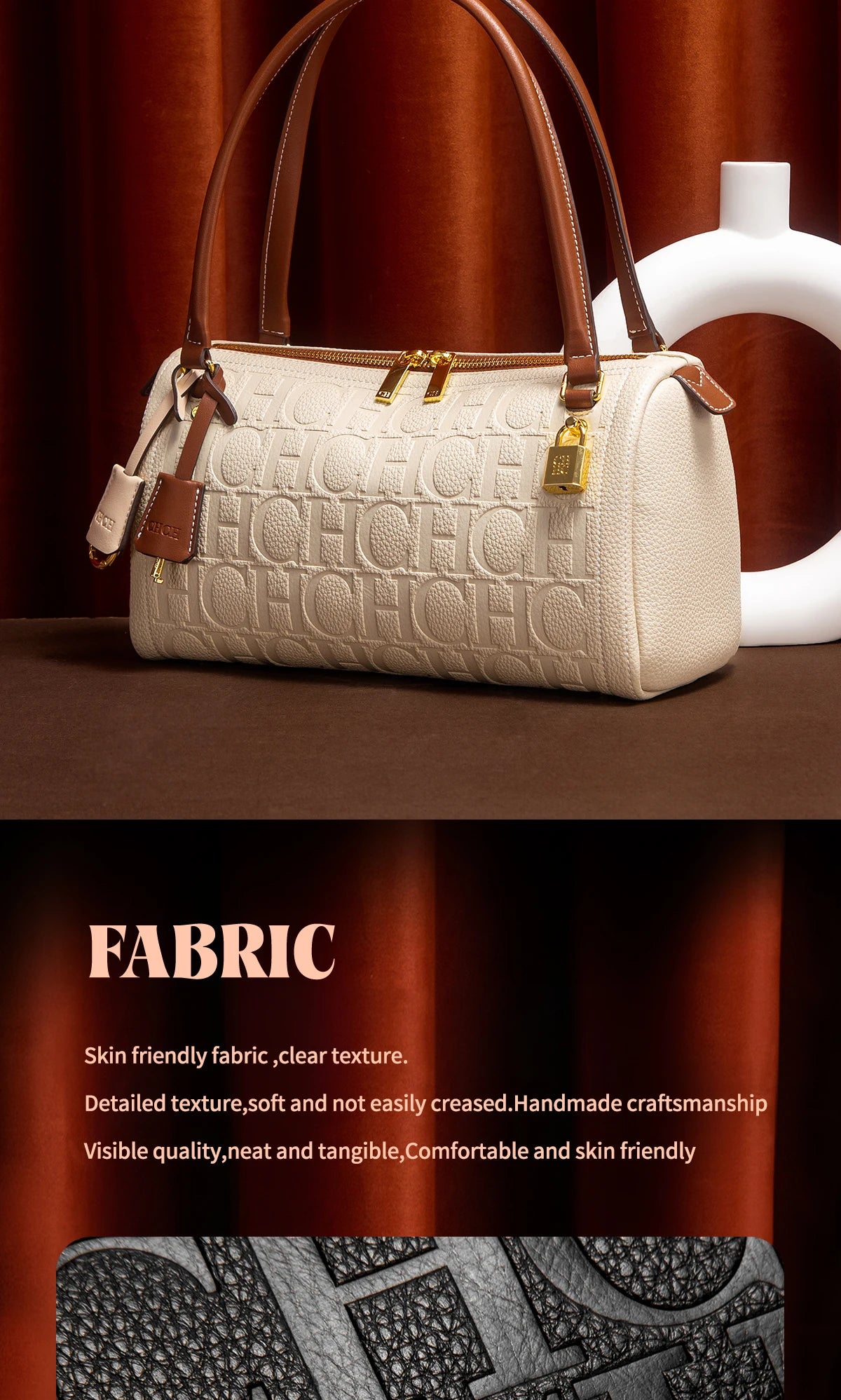 CH Borsa Boston da donna Autunno Inverno Nuova collezione Borse a tracolla con texture design a lettera
