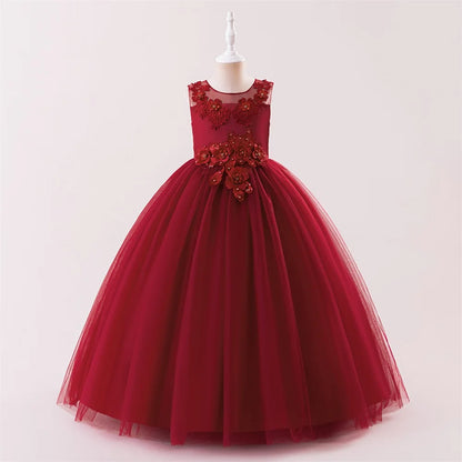 Abiti da damigella d'onore bianchi per adolescenti Abito da cerimonia nuziale per ragazza di fiore in pizzo per bambini Abito da principessa elegante per ragazze Abiti da sera formali