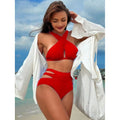 Cikini einfarbig Neckholder-Bikini-Set für den Urlaub und Badeshorts zweiteiliges Bikini-Set, Sommerstrand