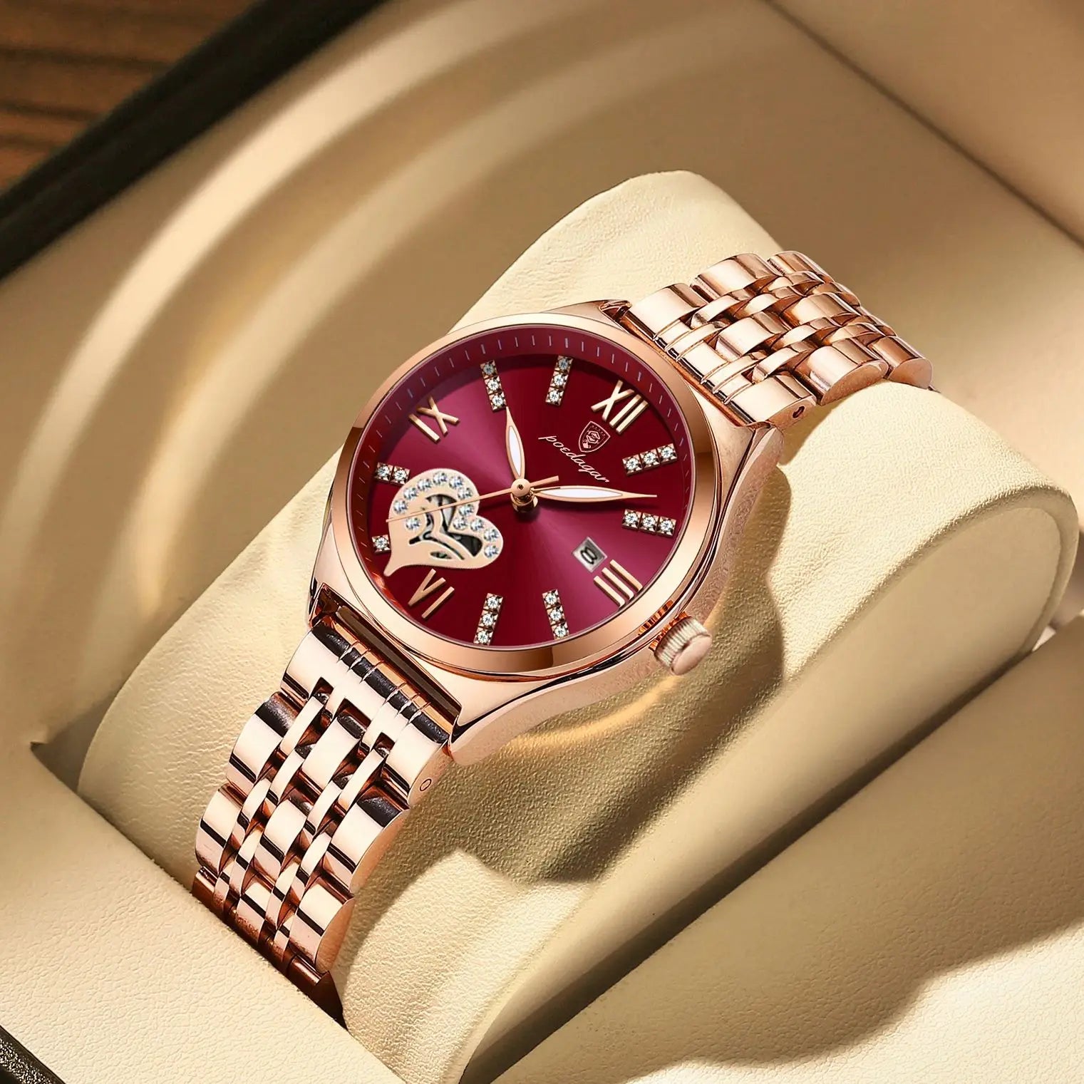 Orologi di lusso POEDAGAR per donna, impermeabili, luminosi, con datario, in acciaio inossidabile, casual, orologio da polso al quarzo da donna.