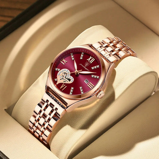 Orologi di lusso POEDAGAR per donna, impermeabili, luminosi, con datario, in acciaio inossidabile, casual, orologio da polso al quarzo da donna.