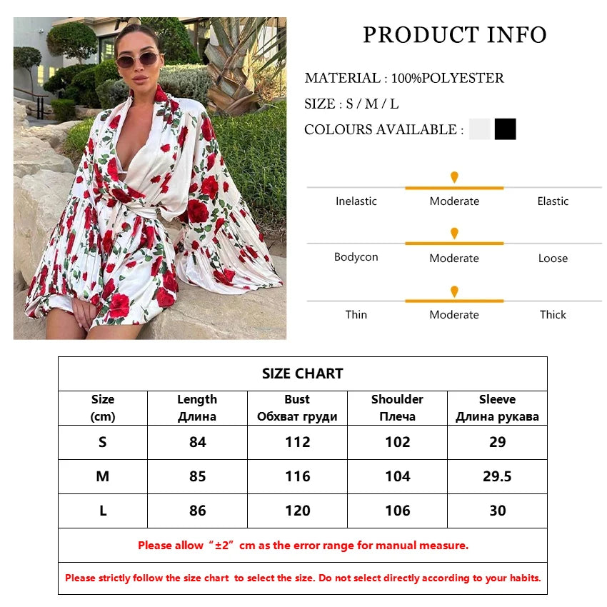 Clacive Fashion Abiti da donna con stampa allentata 2025 Mini abito sexy a maniche lunghe con cappuccio Elegante abito classico con lacci Abbigliamento femminile