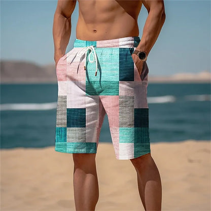 2025 Pantaloncini da spiaggia hawaiani estivi Vacanza Casual Stampa scozzese colorata Abbigliamento sportivo Tronchi ad asciugatura rapida Pantaloncini da ghiaccio Costume da bagno Hawaii