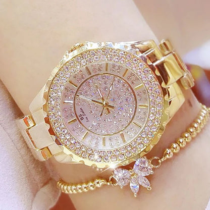 Orologi eleganti da donna con bracciale in oro 2025 Orologi da polso da donna di lusso delle migliori marche per orologio femminile Moda elegante in acciaio pieno