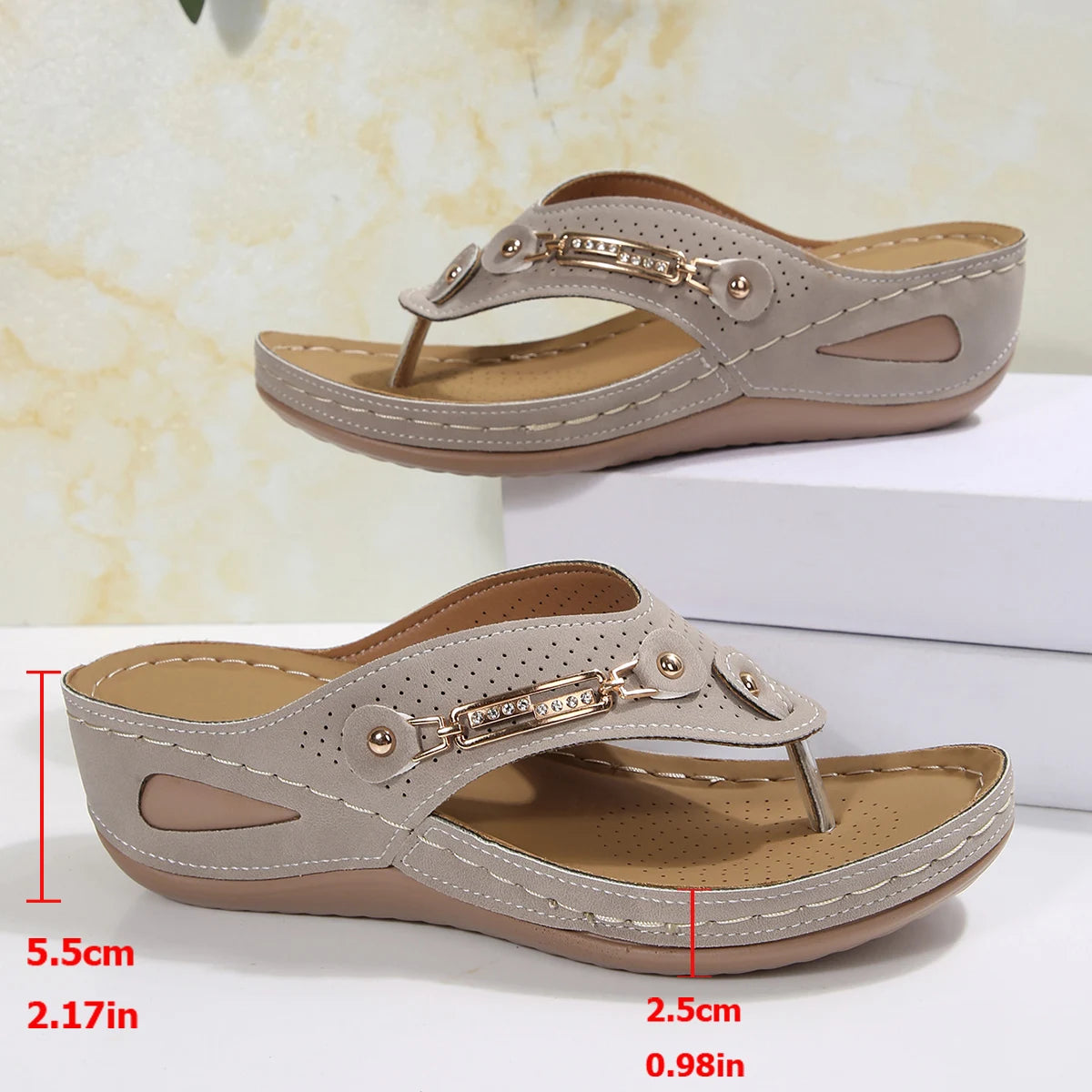 Orthopädische Damensandalen Sommer Orthopädische Flip-Flops mit Fußgewölbestütze Rutschfeste Hausschuhe mit dicker Sohle für den täglichen Gebrauch am Strand