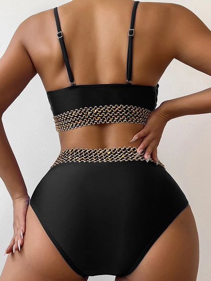 Sexy High Waist Bikini Women High Cut Swimsuit Female Padded Bathing Suit Solid Swimwear Two Piece Beachwear Swimming Summer