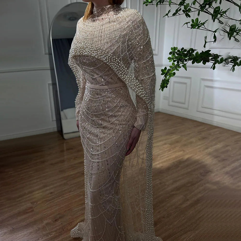 Serene Hill Sirena nuda Mantella lunga Abiti da sera arabi sauditi di lusso Abiti 2025 per occasioni formali LA72032 Personalizzato