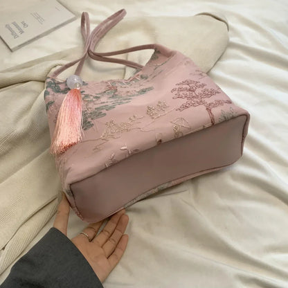 Borsa a tracolla da donna alla moda ricamata in stile cinese di vendita caldo 2026 Borsa di grande capacità di nuova tendenza estiva