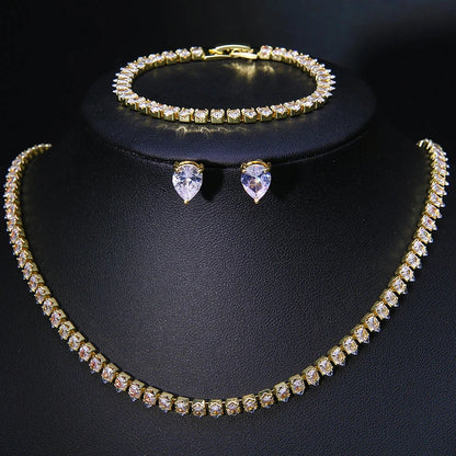ZAKOL Gorgeous Buling AAA Clear Round Cubic Zirconia Collana da sposa Orecchini Set di gioielli da festa per le donne