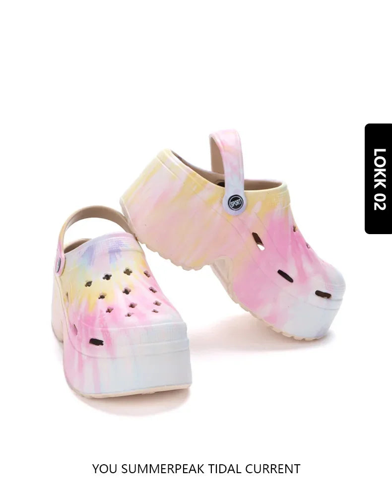 Pantofole da spiaggia estive nuove da donna di lusso 2024 tacco alto 9cm suola morbida leggera comode pantofole Casual di alta qualità