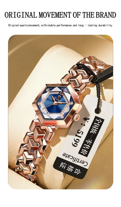 BINBOND Orologi da donna eleganti delle migliori marche Orologio da polso da donna con specchio a rombo alla moda Orologio al quarzo originale con quadrante con diamanti impermeabile