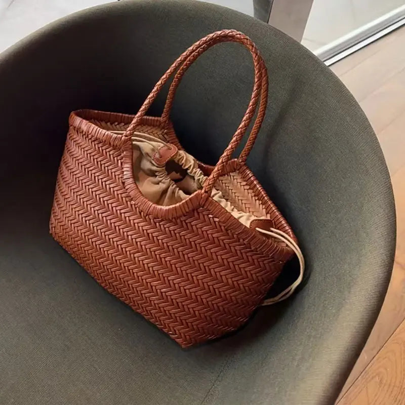 Borsa da donna in paglia intrecciata 2in1 Borsa da ascella in paglia con tracolla regolabile Borsa a tracolla per gnocchi di grande capacità per borsa a secchiello da spiaggia estiva