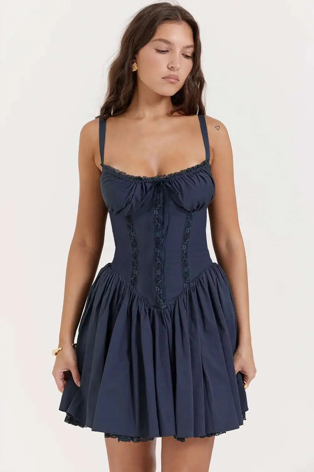 Townlike Lace Patchwork a-line Dress Women Spaghetti Strap Mini 2024 Sping Summer Dress Backless Nightclub abiti da festa Sexy
