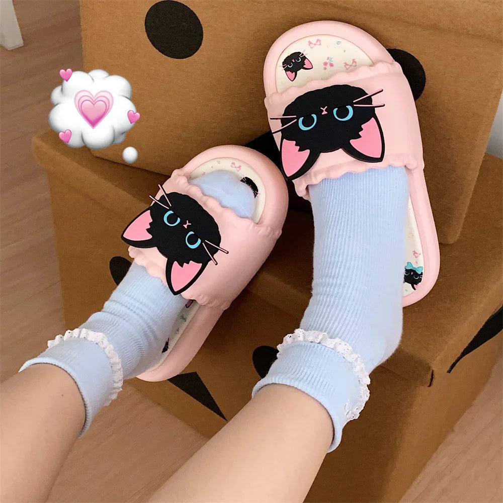 Nuove pantofole vivide da gattino scarpe estive personalizzate da donna donna gatto nero pantofola in EVA scarpe da casa inodore pantofola da spiaggia da bagno