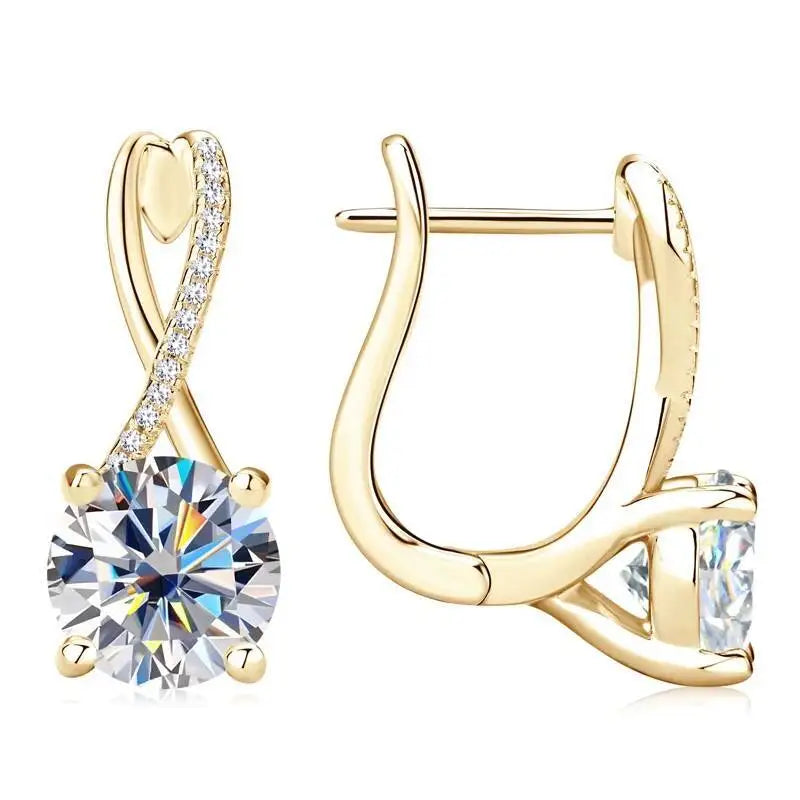 Taoyu D2.0CT Moissanite Drop Hie Orecchini in vero argento da donna Cerchi placcati in oro Orecchino infinito Gioielli da sposa certificati