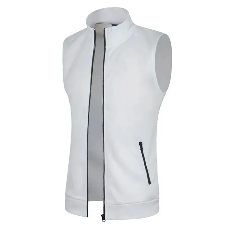 Cappotti senza maniche con cerniera da uomo autunno maglioni dolcevita da esterno traspirante tinta unita streetwear giacca gilet uomo top atletici